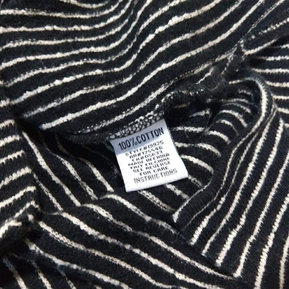 Habitat Striped Cowl Neck Tunic Top Size XS Black White Cotton Pullover Terry - Picture 6 of 7